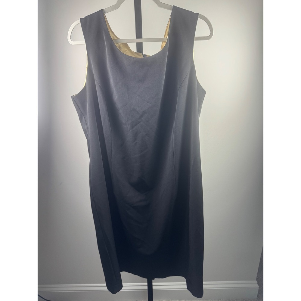 Studio Plus Sheath Dress Womens 20W Black Excellent Gold Lined Sleeveless